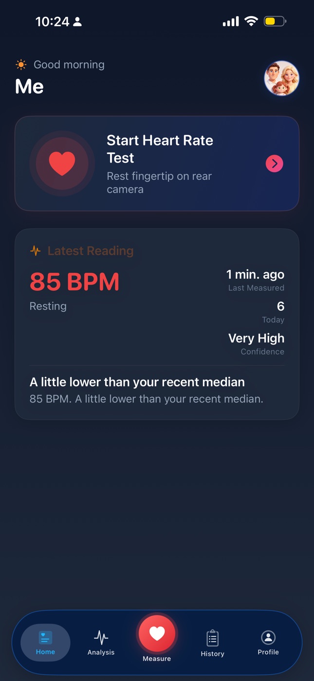 MonoPump home screen in the midnight theme
